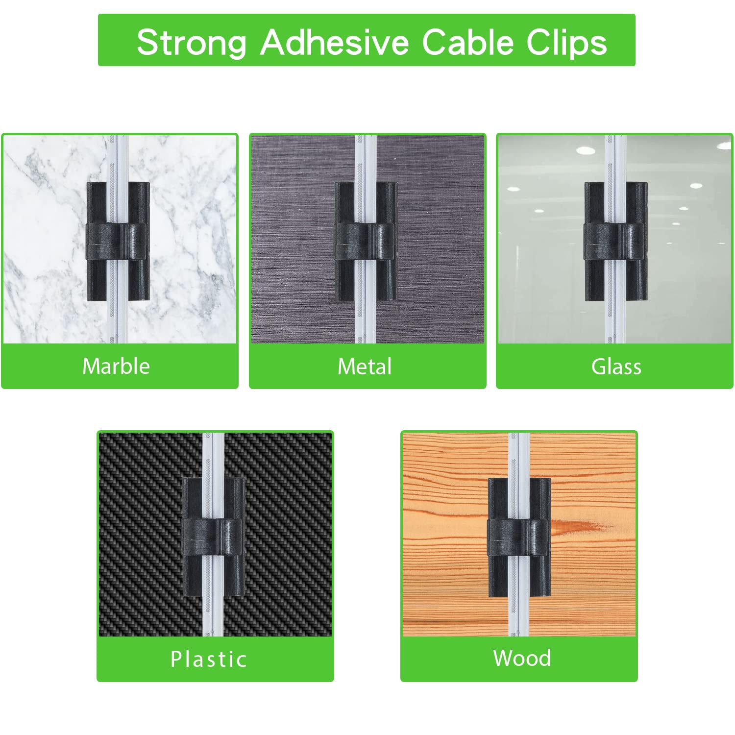 100PCS Cable Clips Black, AIBOO Upgraded Wire Clips Adhesive with 50PCS Small Size & 50PCS Large Size Cable V1171-CP-BLACK100