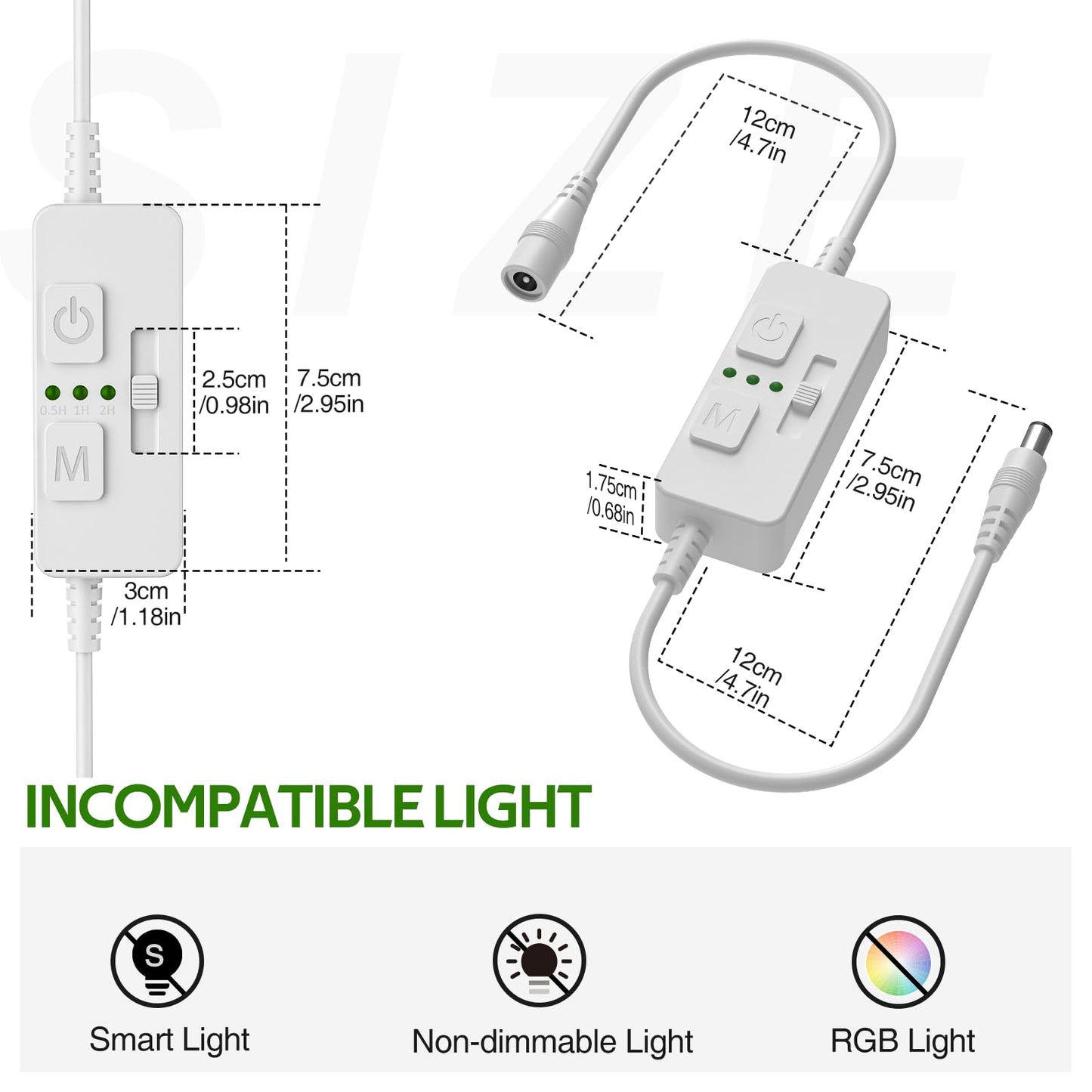 Single Color Slider Dimmer with Timer - PWM 1pc DC 5V/12V/24V LED Controller, 36W Max, Slide Brightness V1171-CP-BOM001471