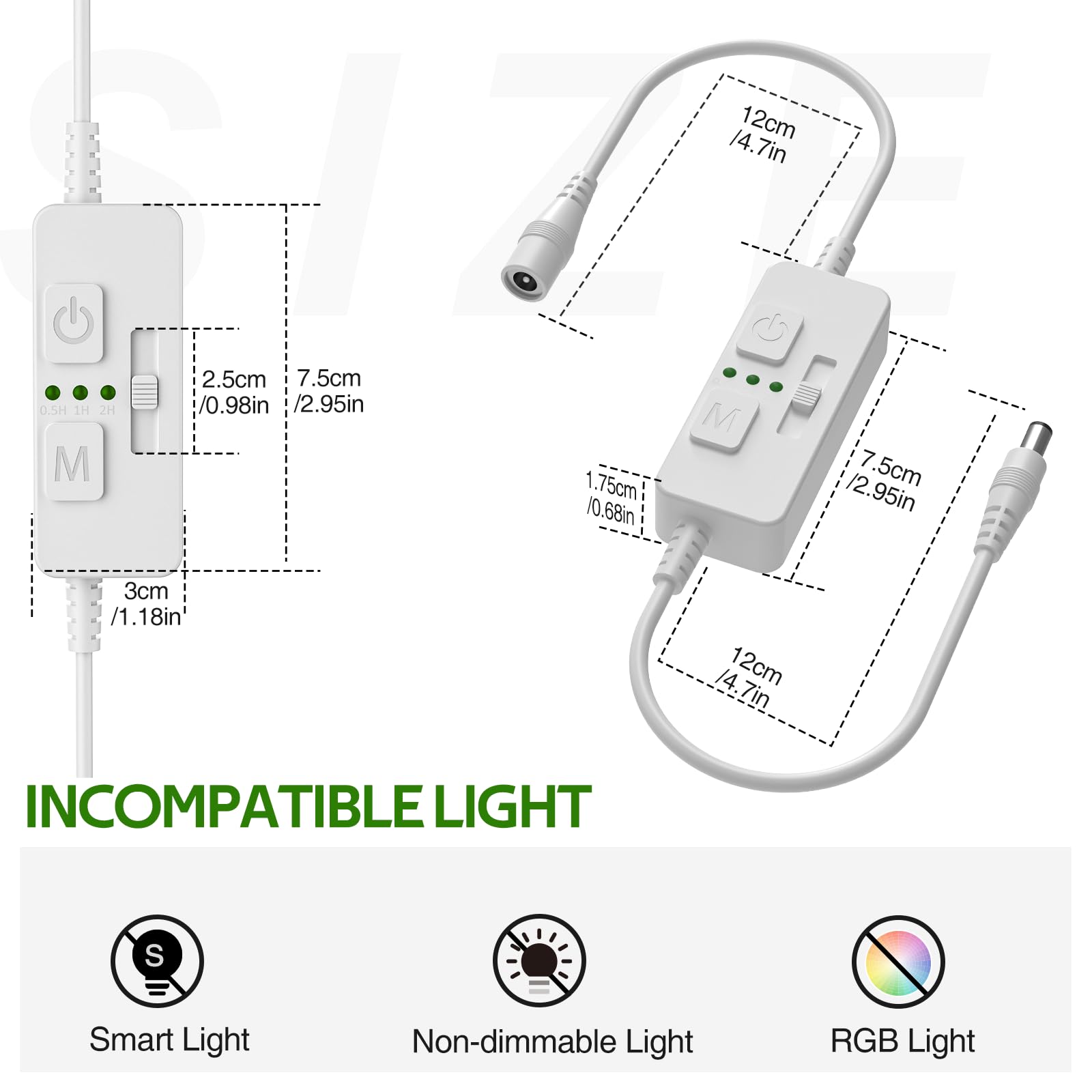 Single Color Slider Dimmer with Timer - PWM 1pc DC 5V/12V/24V LED Controller, 36W Max, Slide Brightness V1171-CP-BOM001471