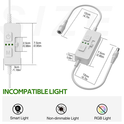 Single Color Slider Dimmer with Timer - PWM 1pc DC 5V/12V/24V LED Controller, 36W Max, Slide Brightness V1171-CP-BOM001471