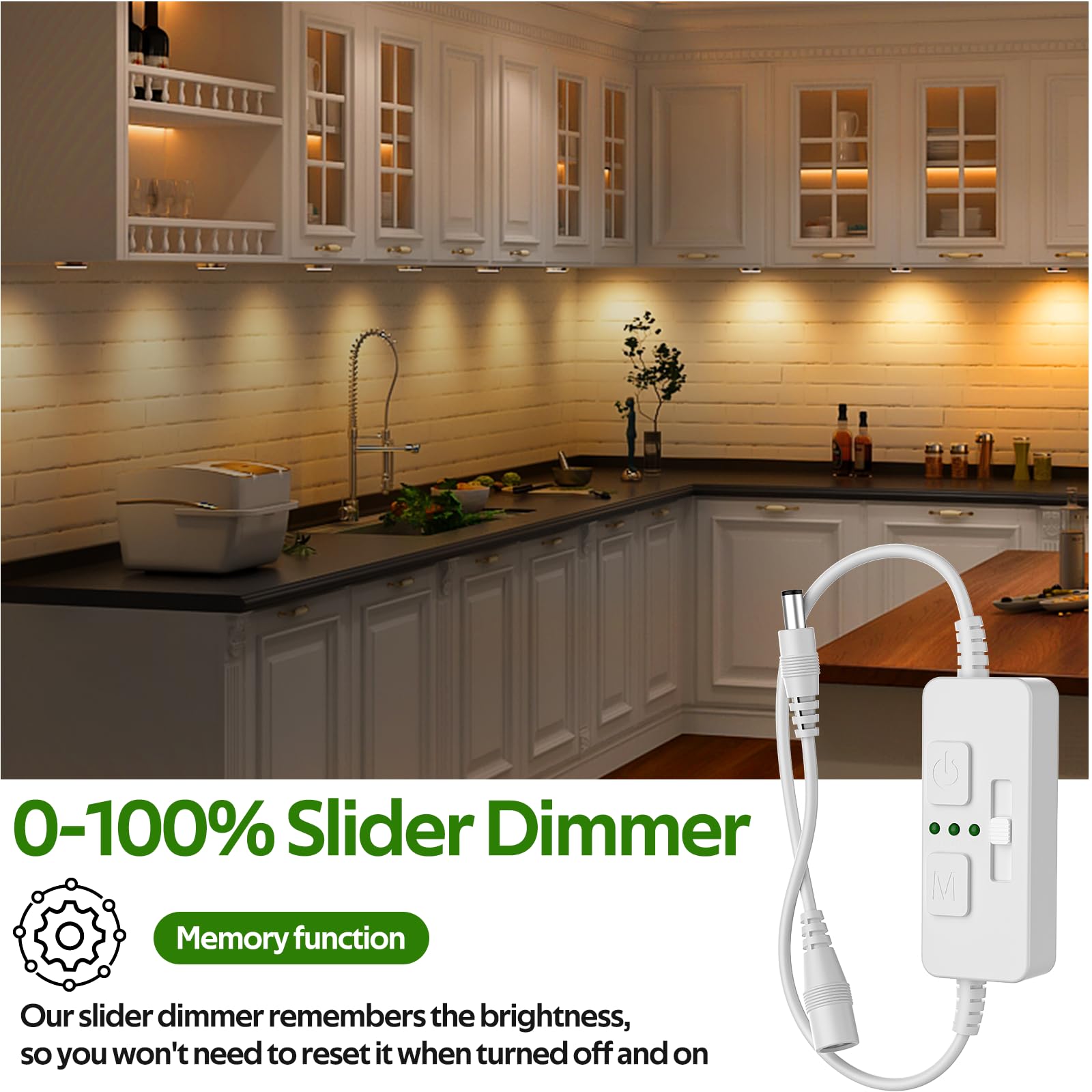 Single Color Slider Dimmer with Timer - PWM 1pc DC 5V/12V/24V LED Controller, 36W Max, Slide Brightness V1171-CP-BOM001471