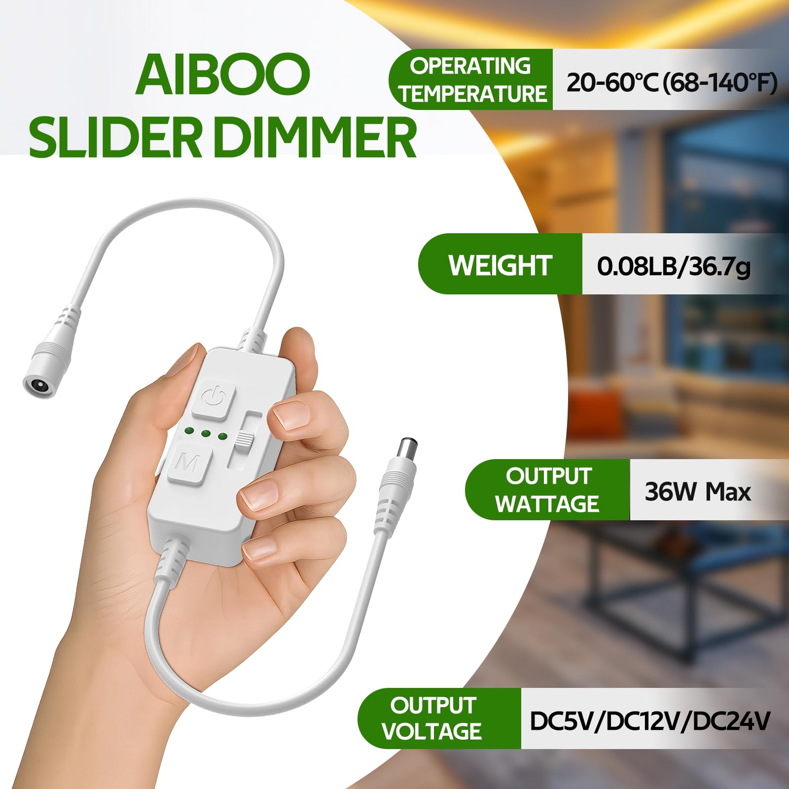 Single Color Slider Dimmer with Timer - PWM 1pc DC 5V/12V/24V LED Controller, 36W Max, Slide Brightness V1171-CP-BOM001471