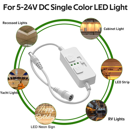 Single Color Slider Dimmer with Timer - PWM 1pc DC 5V/12V/24V LED Controller, 36W Max, Slide Brightness V1171-CP-BOM001471