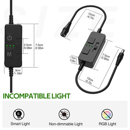 Single Color Slider Dimmer with Timer - PWM 1pc DC 5V/12V/24V LED Controller, 36W Max, Slide Brightness V1171-CP-BOM001472