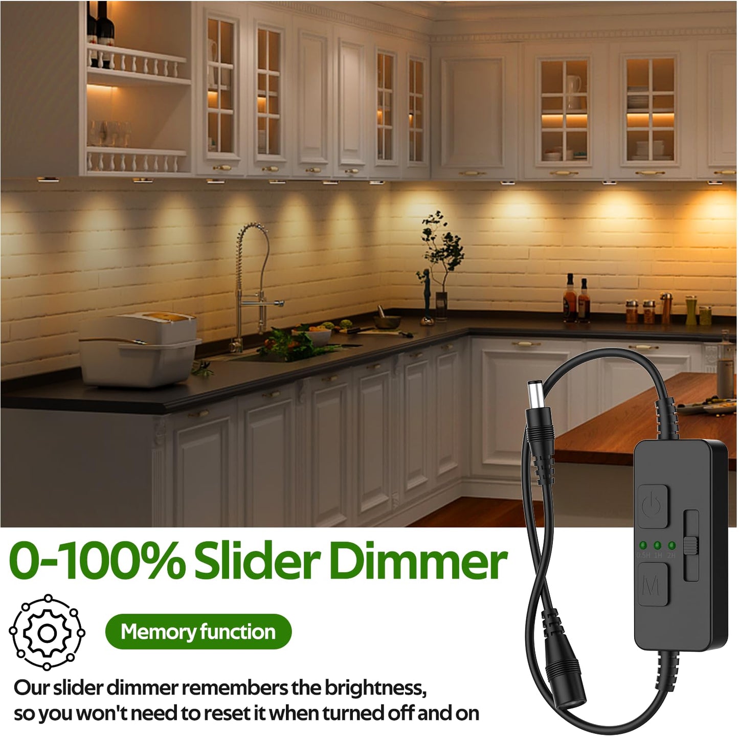 Single Color Slider Dimmer with Timer - PWM 1pc DC 5V/12V/24V LED Controller, 36W Max, Slide Brightness V1171-CP-BOM001472