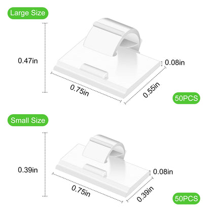 100PCS Cable Clips White, AIBOO Upgraded Wire Clips Adhesive with 50PCS Small Size & 50PCS Large Size Cable V1171-CP-WHITE100