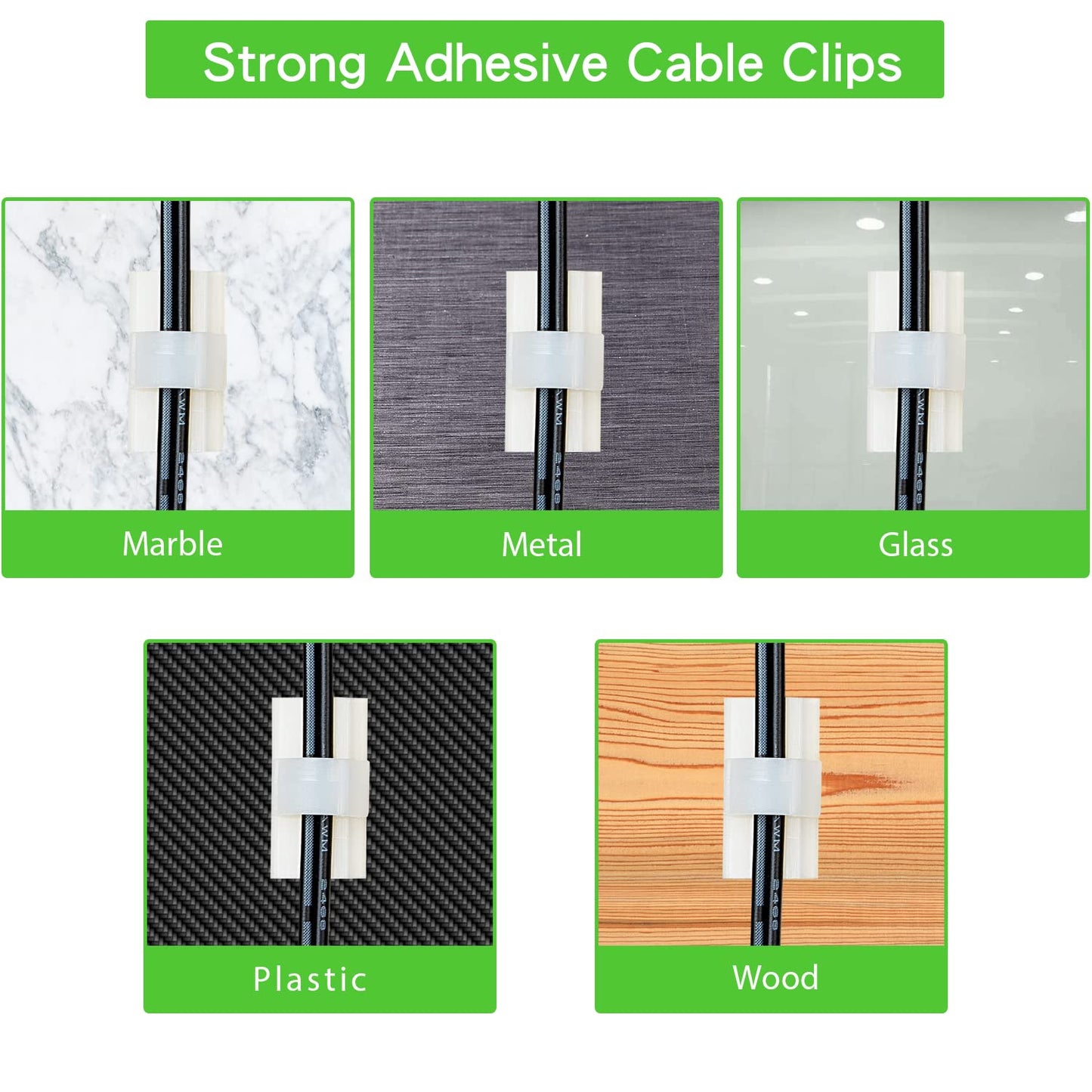 100PCS Cable Clips White, AIBOO Upgraded Wire Clips Adhesive with 50PCS Small Size & 50PCS Large Size Cable V1171-CP-WHITE100