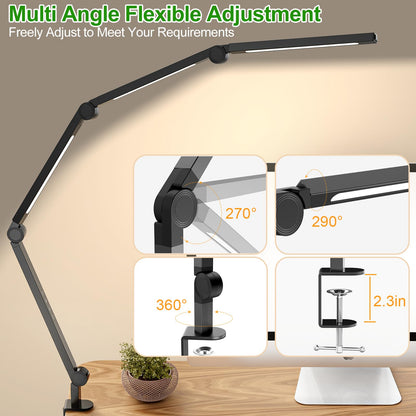 LED Desk Lamp,Foldable Table Lamp for Computer and Desktop,Flexible Clamp on Desk Lamps,Black Portable Desk V1171-CT-BOM000490