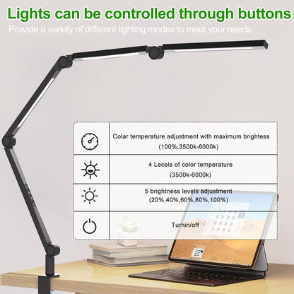 LED Desk Lamp,Foldable Table Lamp for Computer and Desktop,Flexible Clamp on Desk Lamps,Black Portable Desk V1171-CT-BOM000490