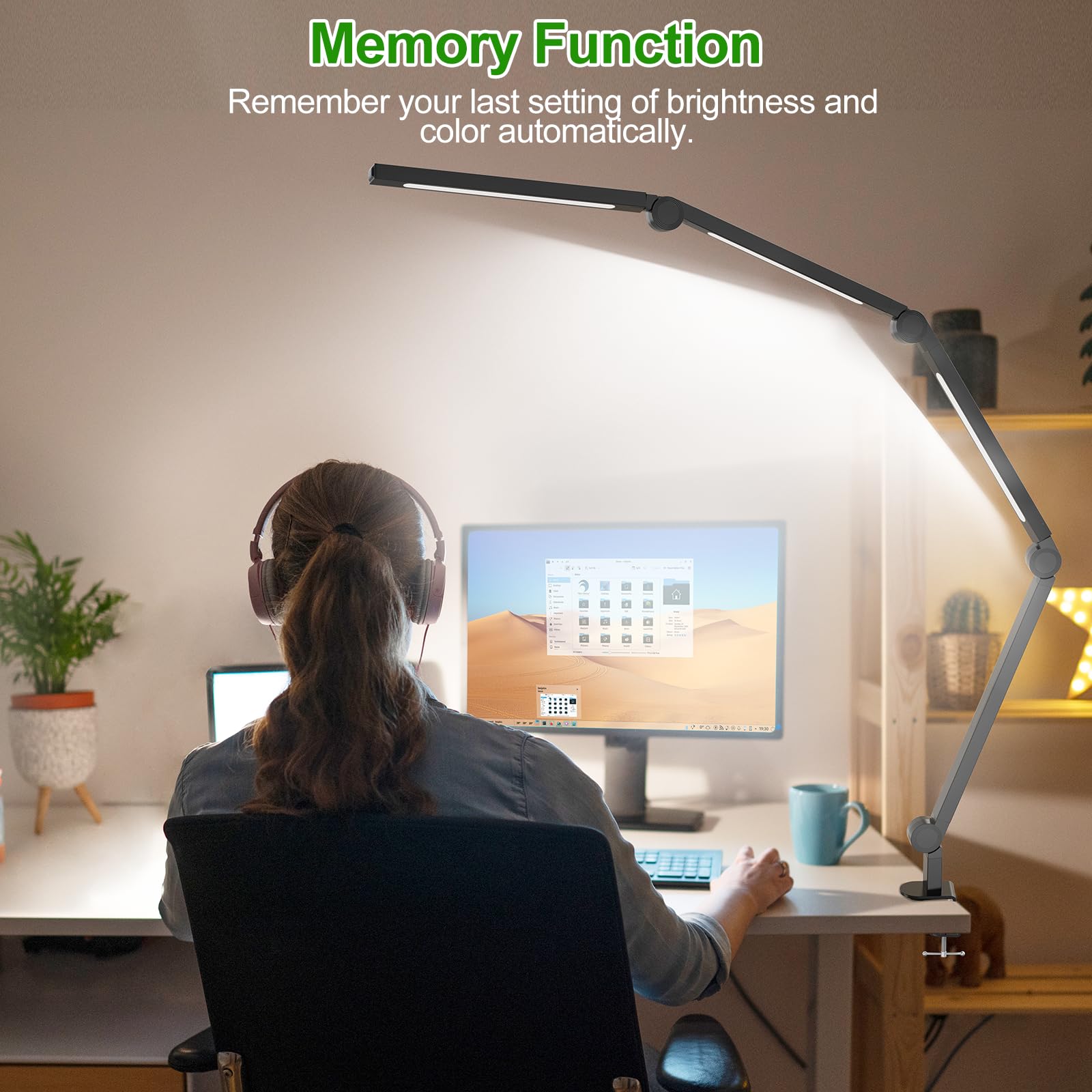 LED Desk Lamp,Foldable Table Lamp for Computer and Desktop,Flexible Clamp on Desk Lamps,Black Portable Desk V1171-CT-BOM000490