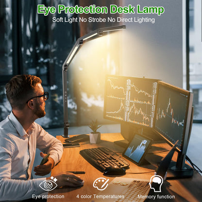 LED Desk Lamp,Foldable Table Lamp for Computer and Desktop,Flexible Clamp on Desk Lamps,Black Portable Desk V1171-CT-BOM000490