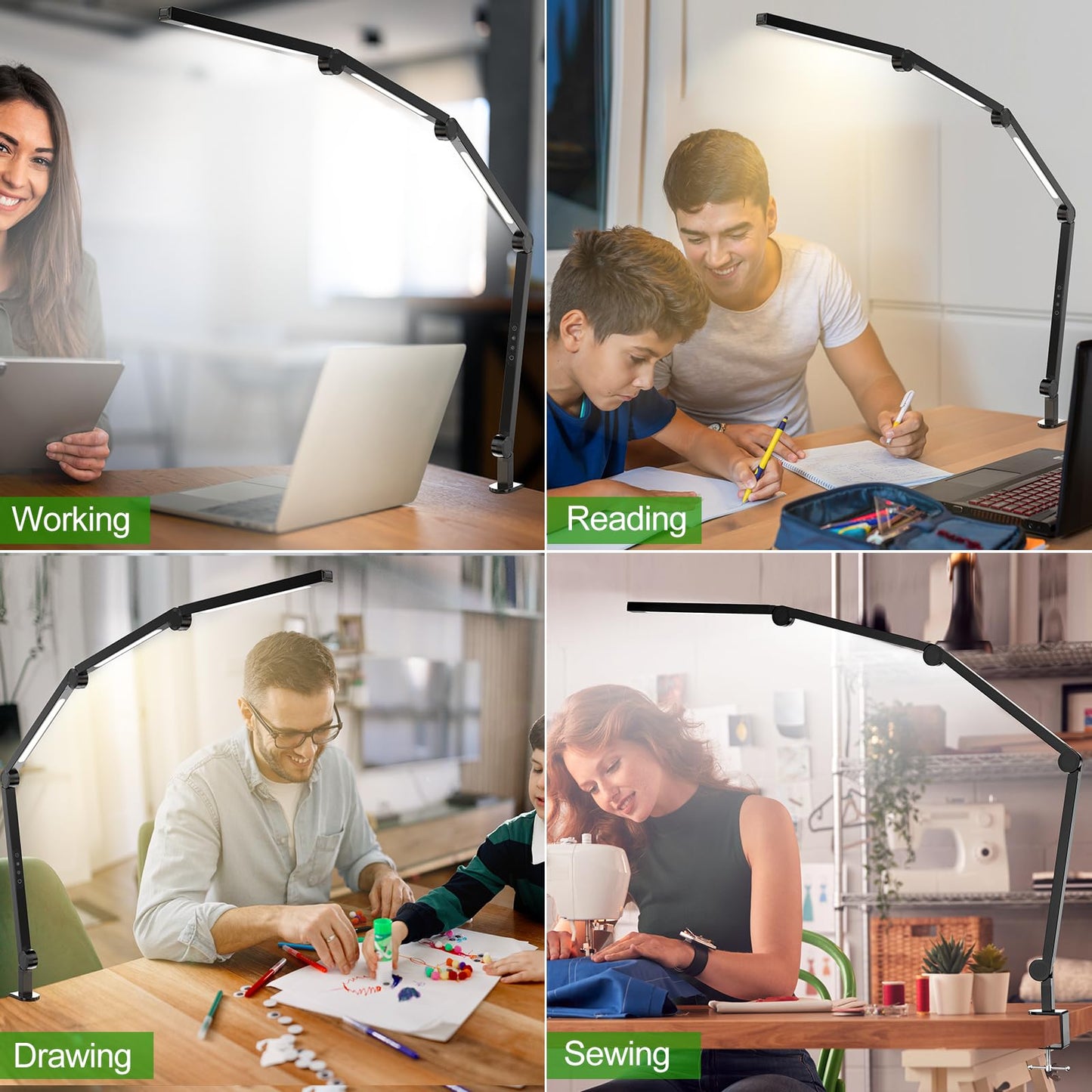 LED Desk Lamp,Foldable Table Lamp for Computer and Desktop,Flexible Clamp on Desk Lamps,Black Portable Desk V1171-CT-BOM000490
