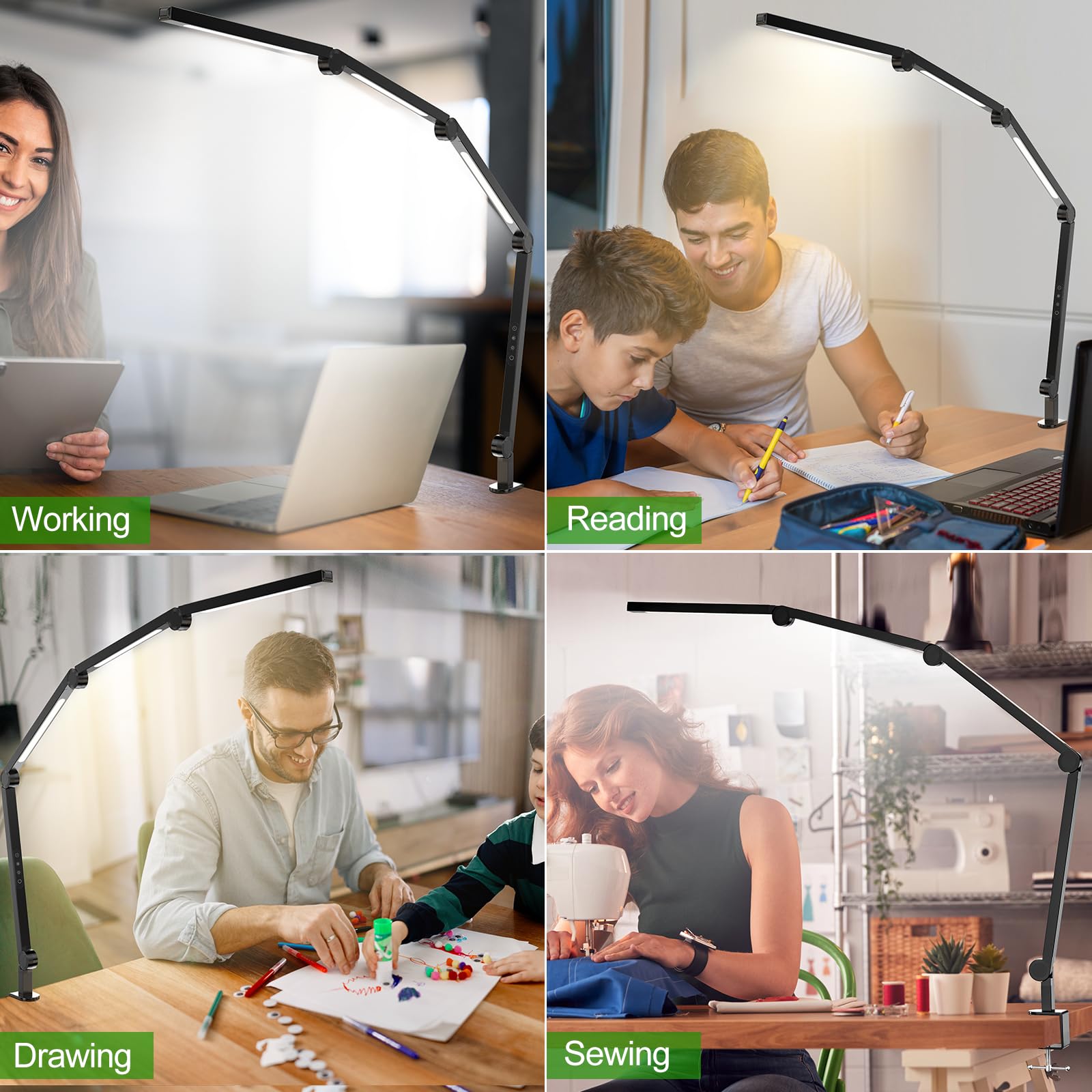 LED Desk Lamp,Foldable Table Lamp for Computer and Desktop,Flexible Clamp on Desk Lamps,Black Portable Desk V1171-CT-BOM000490