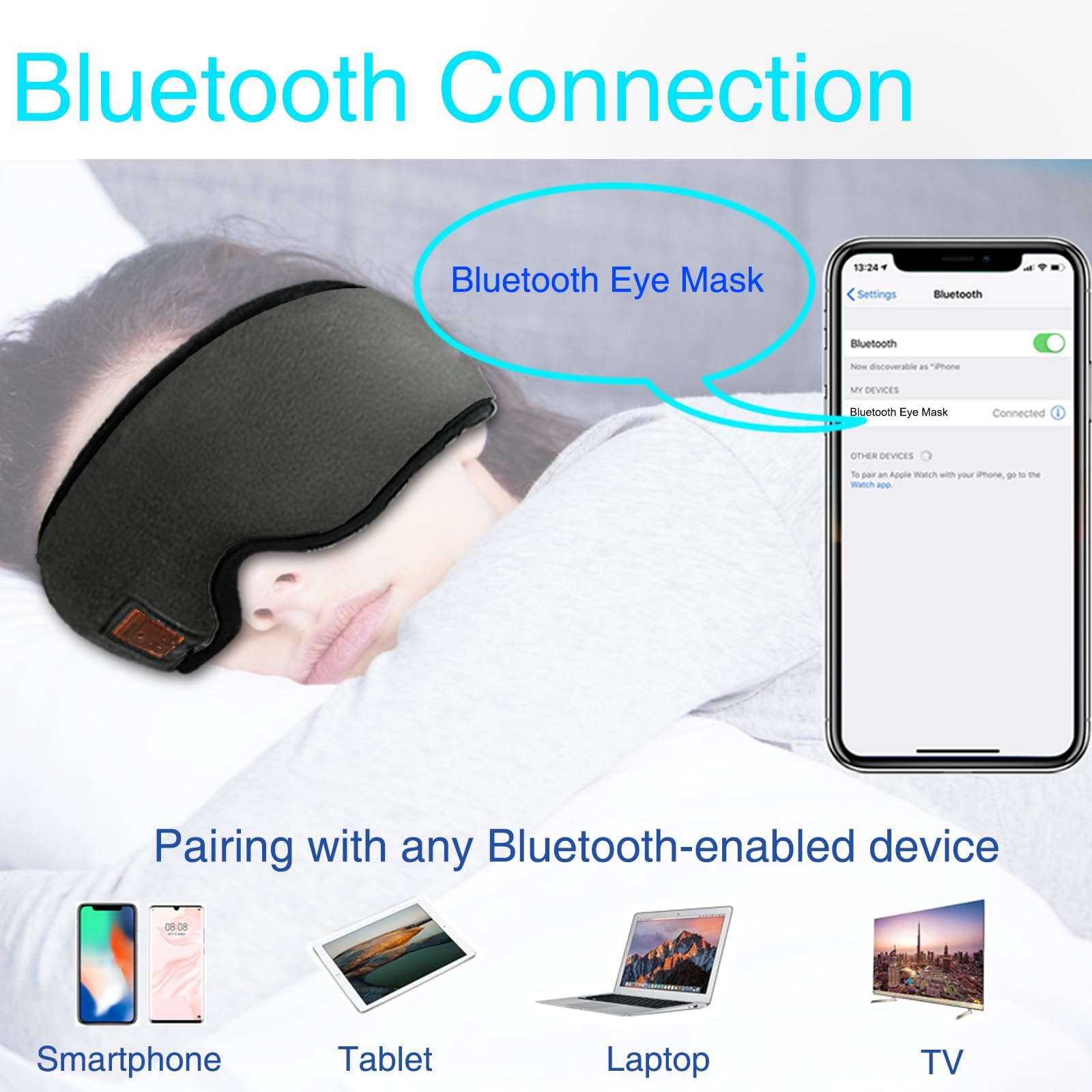 Sleep Headphones Bluetooth Headband for Sleeping, Sports Headphones Music Sleep Headphones Headband for V1171-CT-VG003