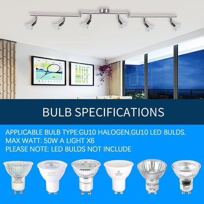 Kitchen Lights, 6-Light Ceiling Lighting Kits, Swivelling Ceiling Spotlight for Bedroom, Kitchen and Living V1171-CX-300000198
