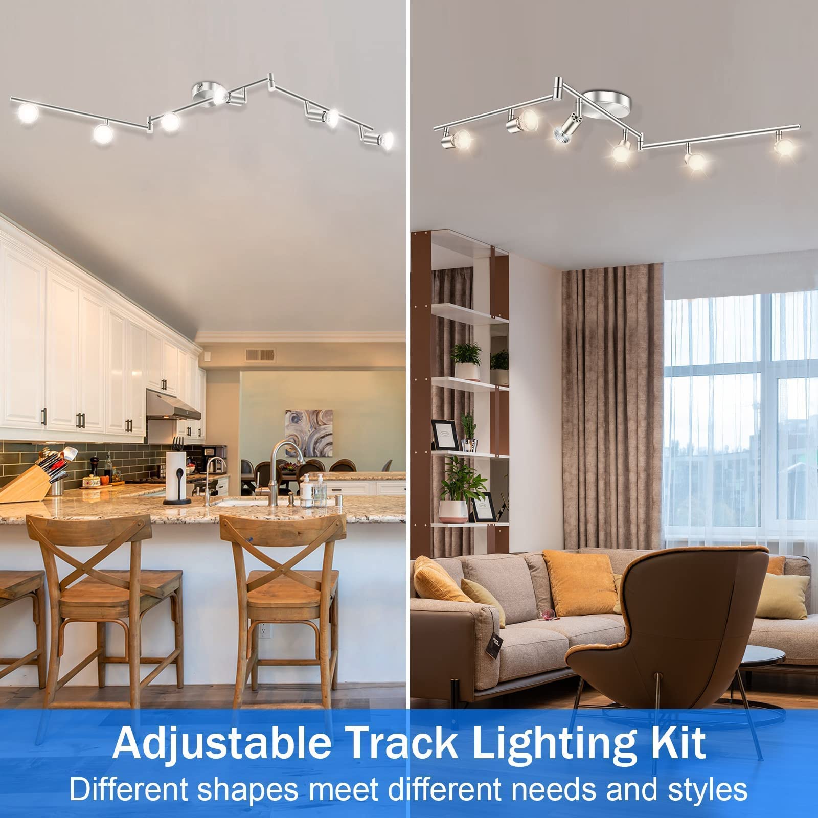 Kitchen Lights, 6-Light Ceiling Lighting Kits, Swivelling Ceiling Spotlight for Bedroom, Kitchen and Living V1171-CX-300000198