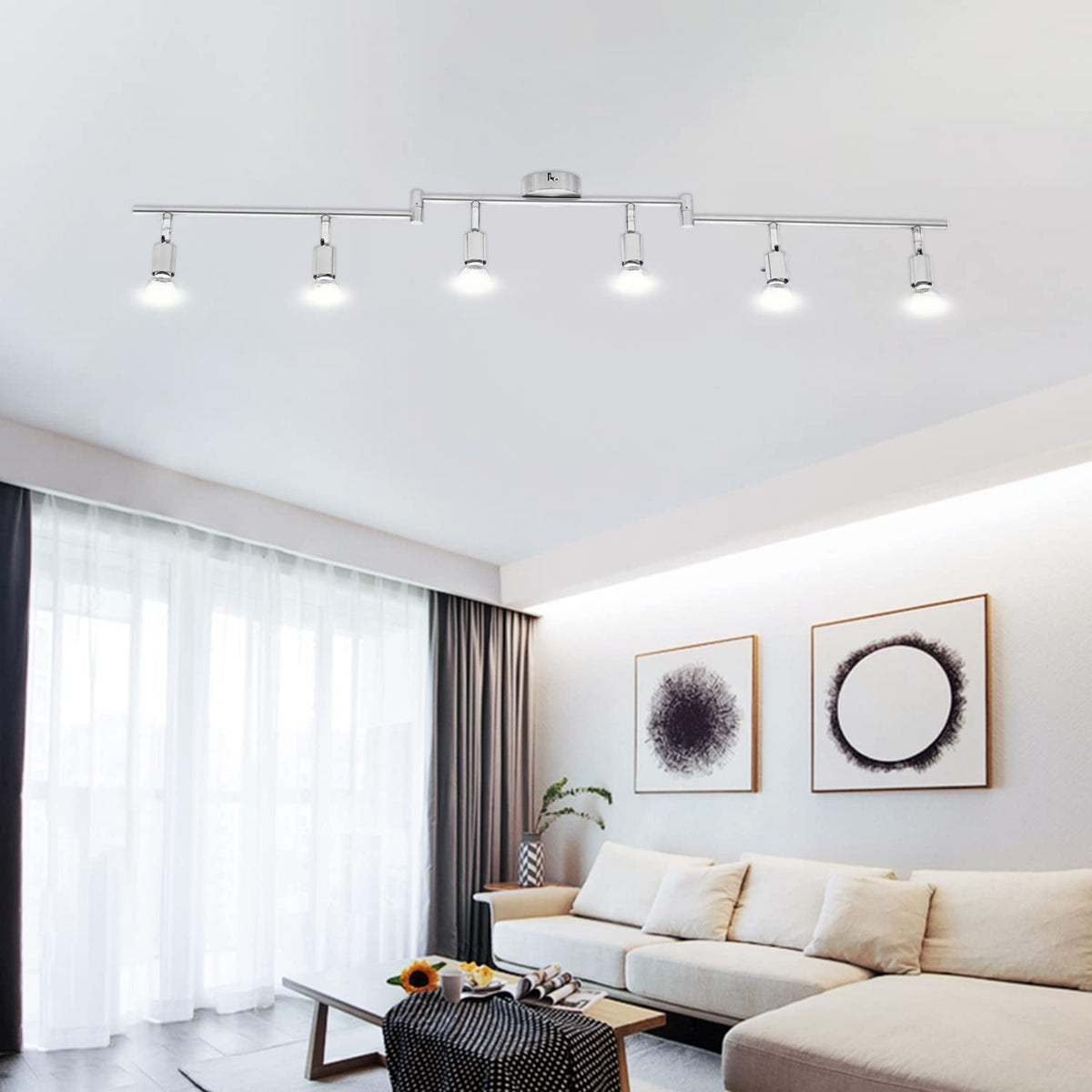 Kitchen Lights, 6-Light Ceiling Lighting Kits, Swivelling Ceiling Spotlight for Bedroom, Kitchen and Living V1171-CX-300000198