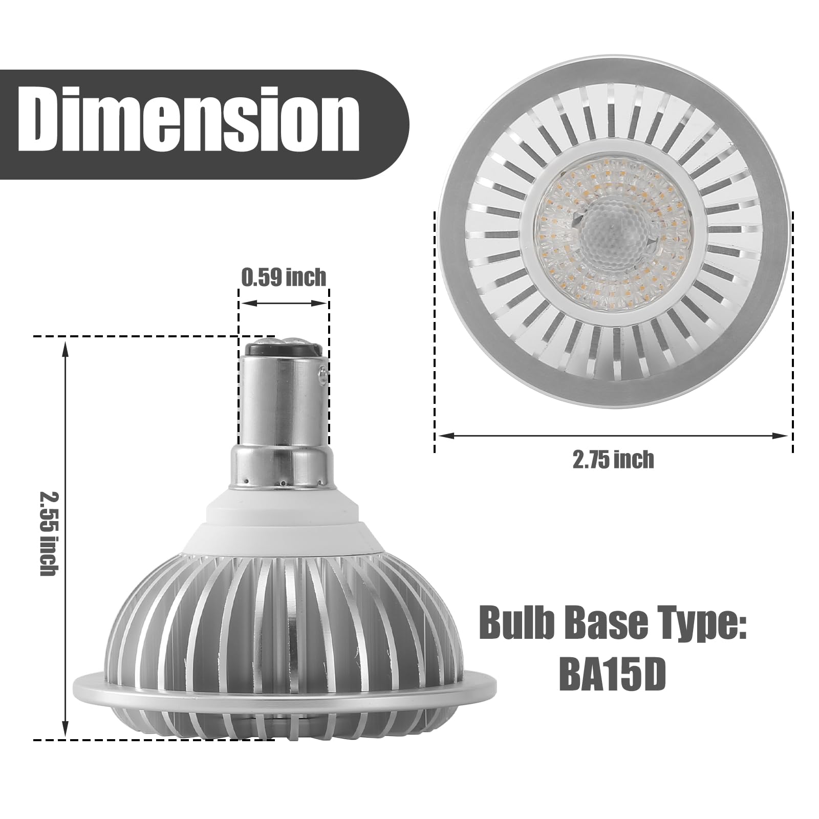 AR70 LED Light Bulb BA15D B15 Base, AC/DC12V Input, 7W 500lm for Home Household Commercial Lighting, 50W V1171-CX-AAFNB007-4