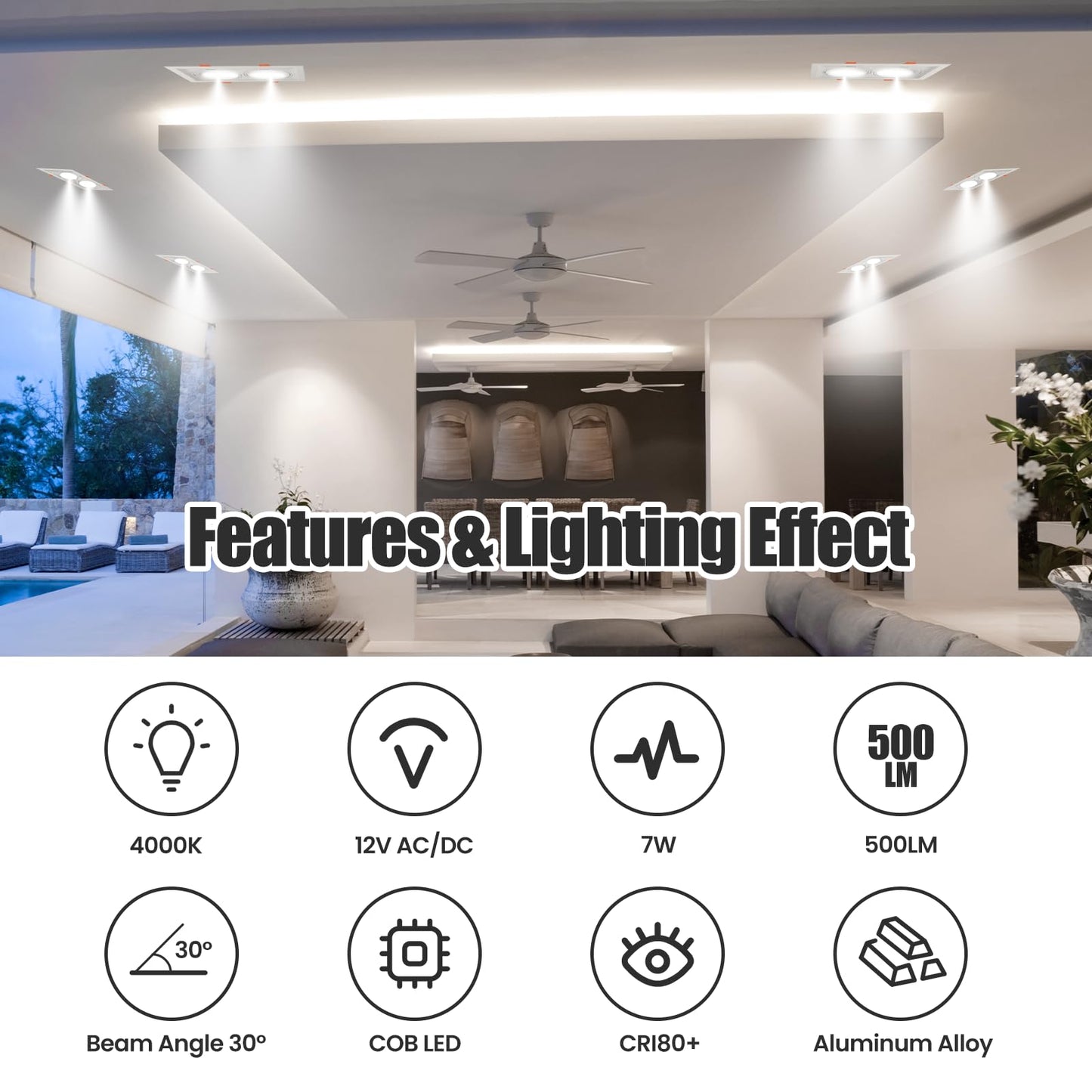 AR70 LED Light Bulb BA15D B15 Base, AC/DC12V Input, 7W 500lm for Home Household Commercial Lighting, 50W V1171-CX-AAFNB007-4