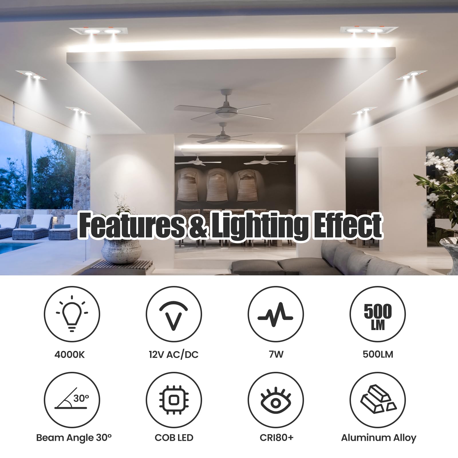 AR70 LED Light Bulb BA15D B15 Base, AC/DC12V Input, 7W 500lm for Home Household Commercial Lighting, 50W V1171-CX-AAFNB007-4