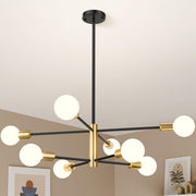 Modern Sputnik Chandelier 8 Lights Height Adjustable Ceiling Light Fixture Mid-Century Modern Gold Chandelier V1171-CX-BOM000425