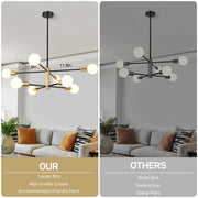Modern Sputnik Chandelier 8 Lights Height Adjustable Ceiling Light Fixture Mid-Century Modern Gold Chandelier V1171-CX-BOM000425