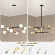 Modern Sputnik Chandelier 8 Lights Height Adjustable Ceiling Light Fixture Mid-Century Modern Gold Chandelier V1171-CX-BOM000425