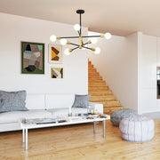 Modern Sputnik Chandelier 8 Lights Height Adjustable Ceiling Light Fixture Mid-Century Modern Gold Chandelier V1171-CX-BOM000425