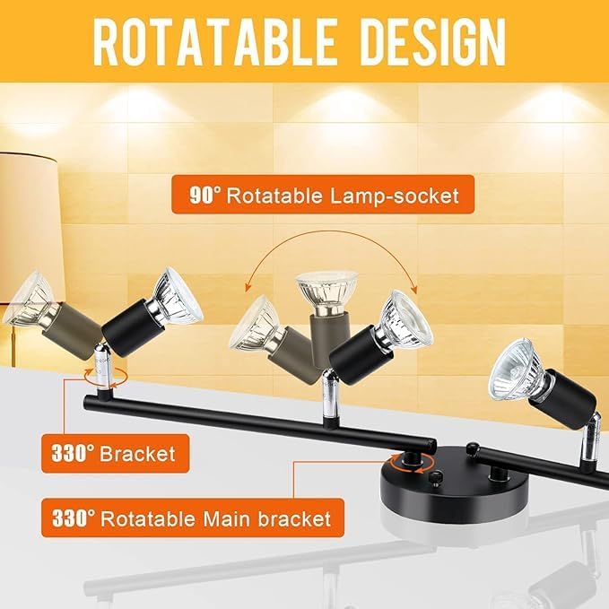 Kitchen Lights,Ceiling Lighting Kits, Swivelling Ceiling Spotlight for Bedroom, Kitchen and Living Room(GU10 V1171-CX-BOM000535