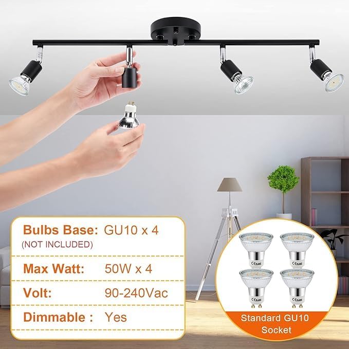 Kitchen Lights,Ceiling Lighting Kits, Swivelling Ceiling Spotlight for Bedroom, Kitchen and Living Room(GU10 V1171-CX-BOM000535