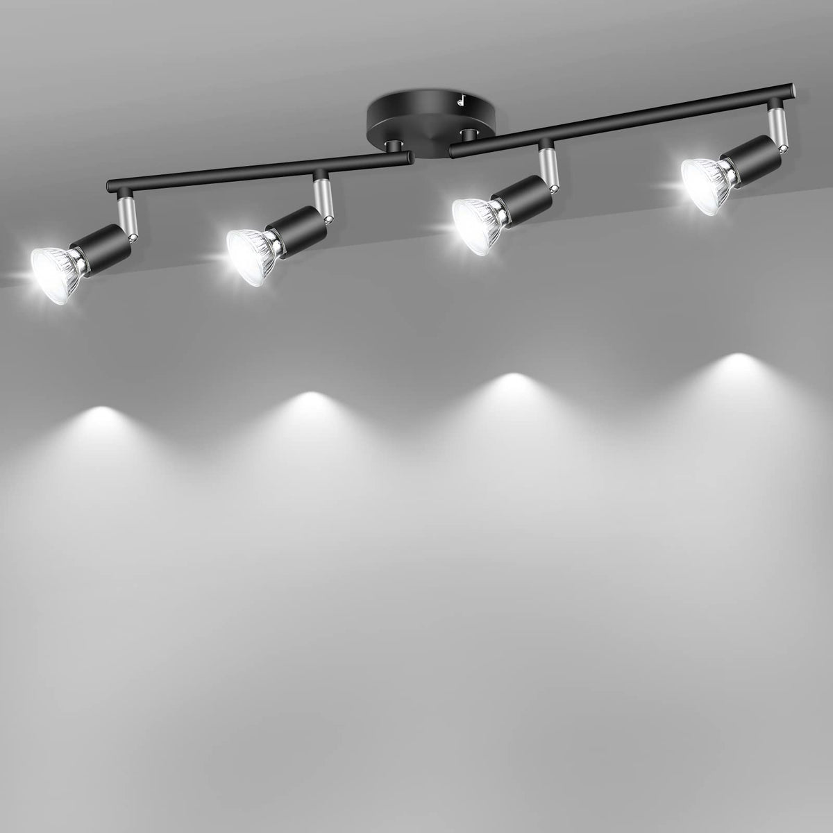 LED Ceiling Light,4 Way Rotatable Spot Lights for Ceiling,Flexible Ceiling Lights for Bedroom,Living Room, V1171-CX-TK4GU10B-RIHG