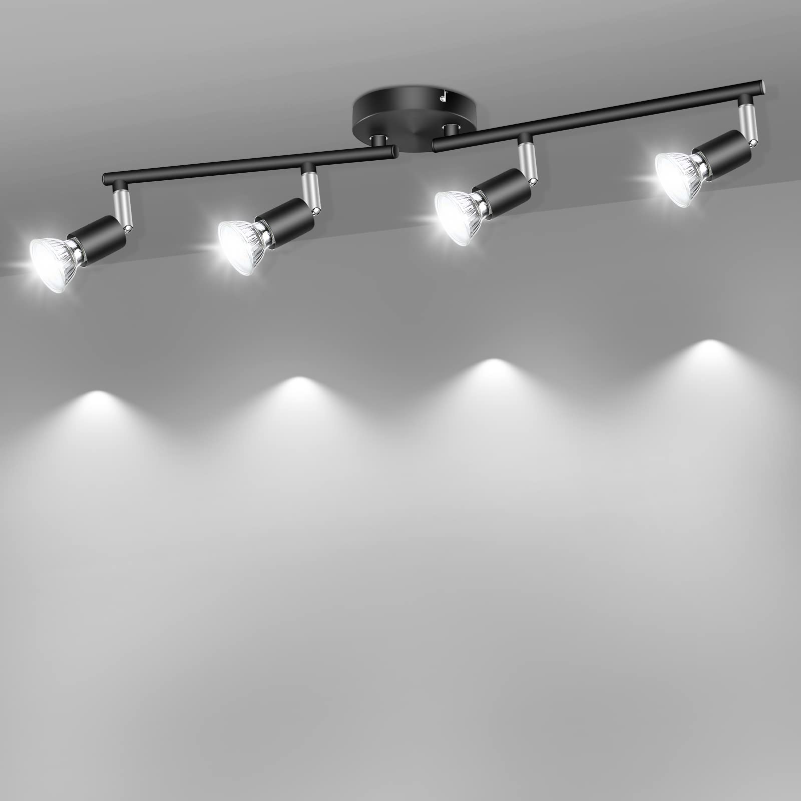 LED Ceiling Light,4 Way Rotatable Spot Lights for Ceiling,Flexible Ceiling Lights for Bedroom,Living Room, V1171-CX-TK4GU10B-RIHG