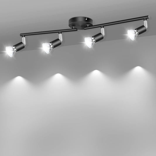 LED Ceiling Light,4 Way Rotatable Spot Lights for Ceiling,Flexible Ceiling Lights for Bedroom,Living Room, V1171-CX-TK4GU10B-RIHG