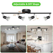 LED Ceiling Light,4 Way Rotatable Spot Lights for Ceiling,Flexible Ceiling Lights for Bedroom,Living Room, V1171-CX-TK4GU10B-RIHG