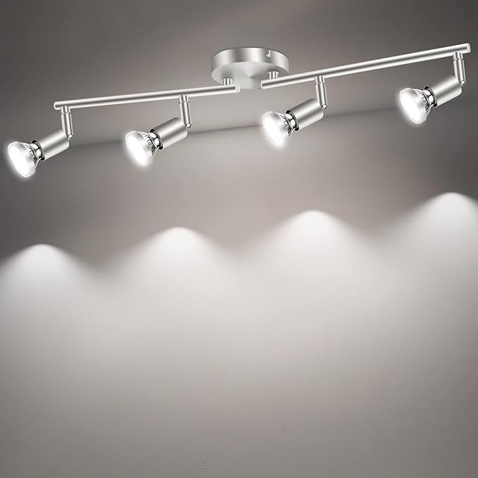 LED Ceiling Light,4 Way Rotatable Spot Lights for Ceiling,Flexible Ceiling Lights for Bedroom,Living Room, V1171-CX-TK4GU10S-RIHG