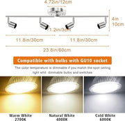 LED Ceiling Light,4 Way Rotatable Spot Lights for Ceiling,Flexible Ceiling Lights for Bedroom,Living Room, V1171-CX-TK4GU10S-RIHG