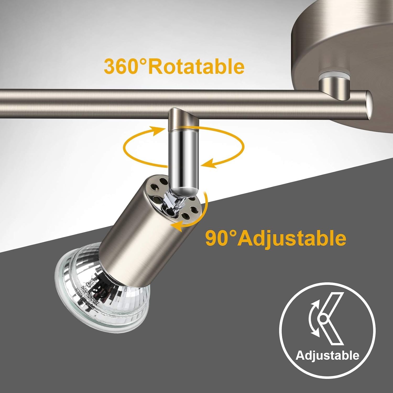 LED Ceiling Light,4 Way Rotatable Spot Lights for Ceiling,Flexible Ceiling Lights for Bedroom,Living Room, V1171-CX-TK4GU10S-RIHG