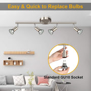 LED Ceiling Light,4 Way Rotatable Spot Lights for Ceiling,Flexible Ceiling Lights for Bedroom,Living Room, V1171-CX-TK4GU10S-RIHG