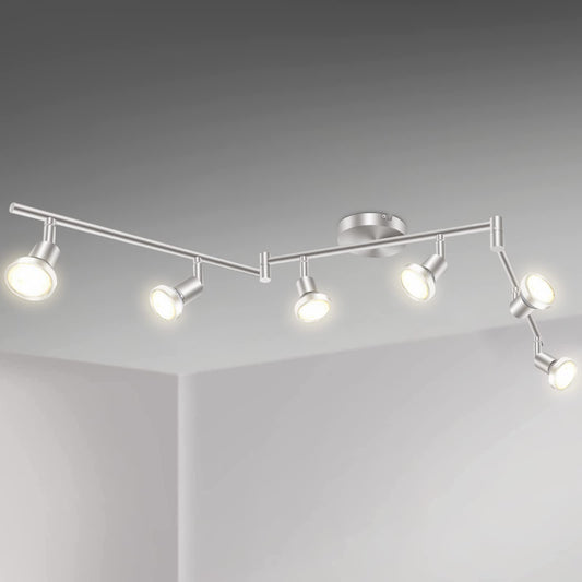 LED Ceiling Light 6 Way Rotatable Spot Lights for Ceiling,Flexible Ceiling Lights for Bedroom,Living V1171-CX-TK6GU10S-RIHG