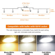 LED Ceiling Light 6 Way Rotatable Spot Lights for Ceiling,Flexible Ceiling Lights for Bedroom,Living V1171-CX-TK6GU10S-RIHG