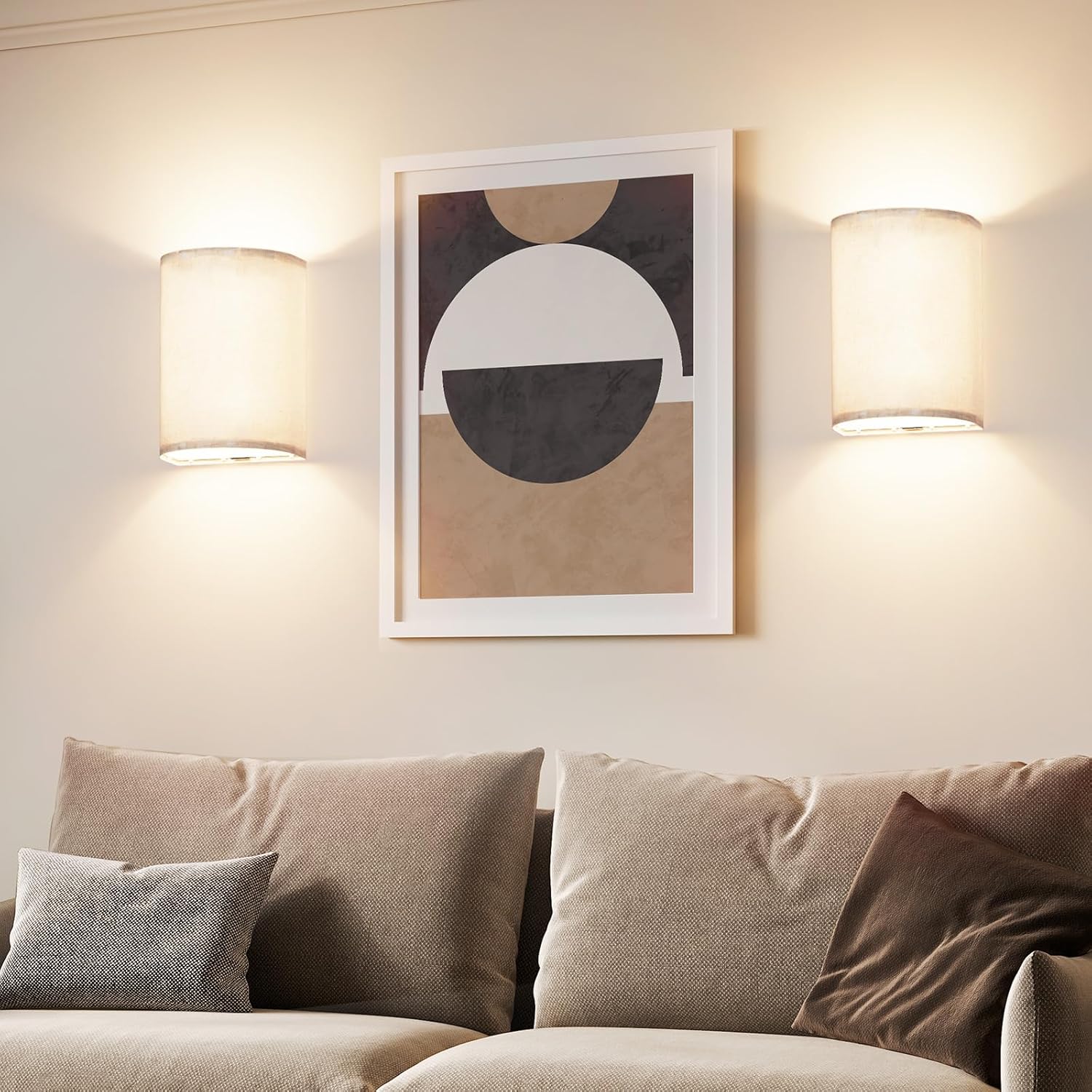 Battery Operated Wall Lights,2 Pack Wall Light Decor with Remote Control,3 Colors Dimmable Fabric Shade Wall V1171-CX-WL-MAGNET-CCT-BO-2