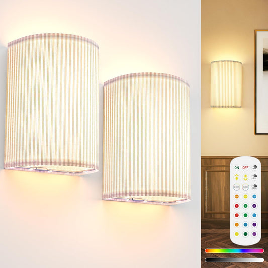 Battery Operated Wall Sconces Set of 2, 5000mAh Rechargeable RGB Wall Lamp with Remote, 3 Colors 10 Levels V1171-CX-WL-MAGNET-RGB-CCT-USB-2