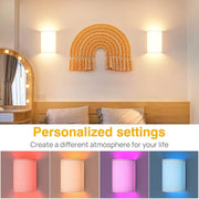 Wall Lights Set of 2, Battery Operated Fabric Sconce with Remote, LED Lamps in RGB+Warm White, Dimmable Timer V1171-CX-WL-MAGNET-RGB-USB-2