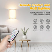Wall Lights Set of 2, Battery Operated Fabric Sconce with Remote, LED Lamps in RGB+Warm White, Dimmable Timer V1171-CX-WL-MAGNET-RGB-USB-2