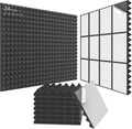 JBER Acoustic Panels Foam Pyramid 24pcs 30x30x5cm for Soundproof Padding Wall V1173-APFP2INBL-24