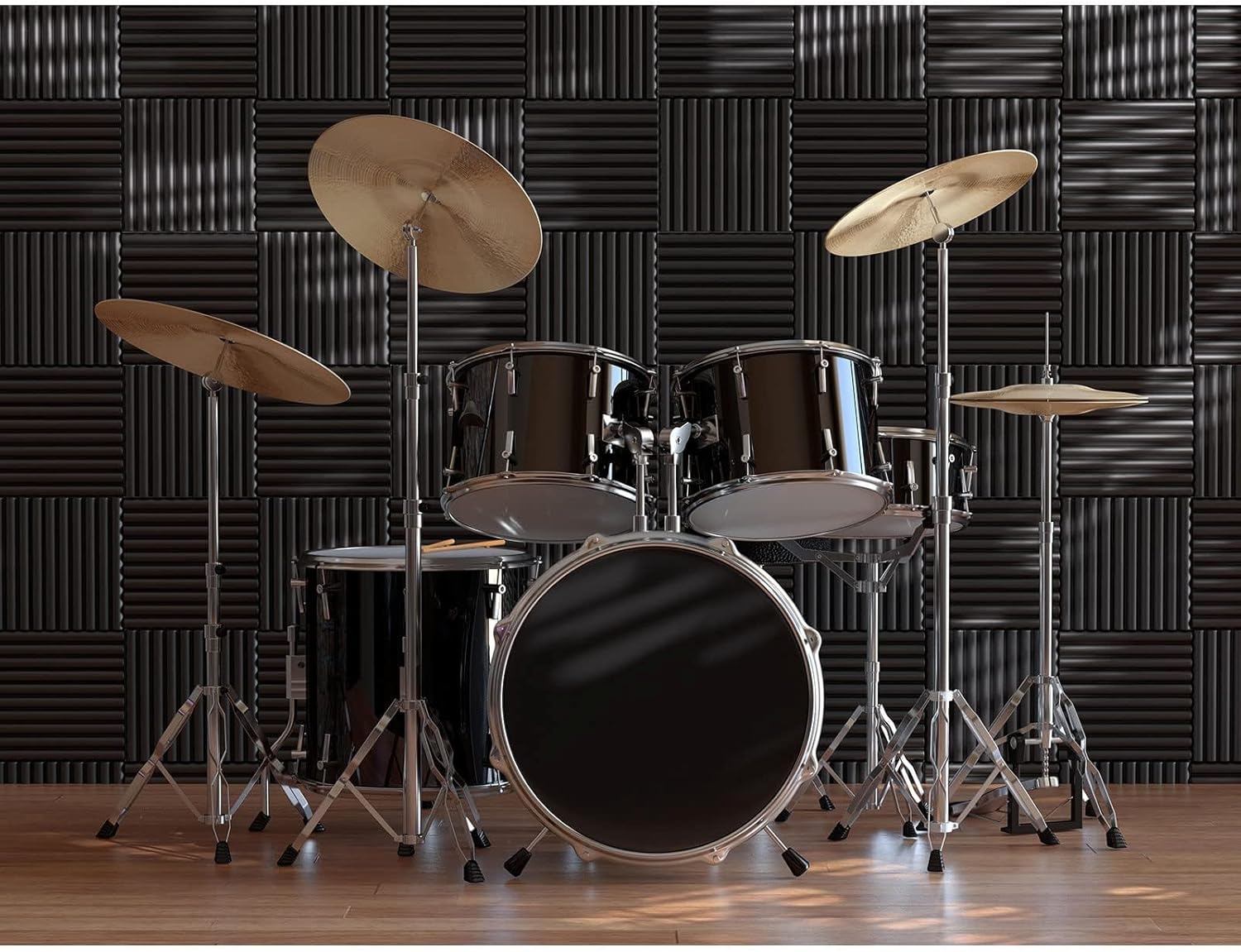 JBER Acoustic Panels Foam Wedges 48pcs 30x30x2.5cm for Soundproof Padding Wall V1173-APFW1INBL-48