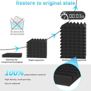 JBER Acoustic Panels Foam Wedges 24pcs 30x30x5cm for Soundproof Padding Wall V1173-APFW2INBL-24