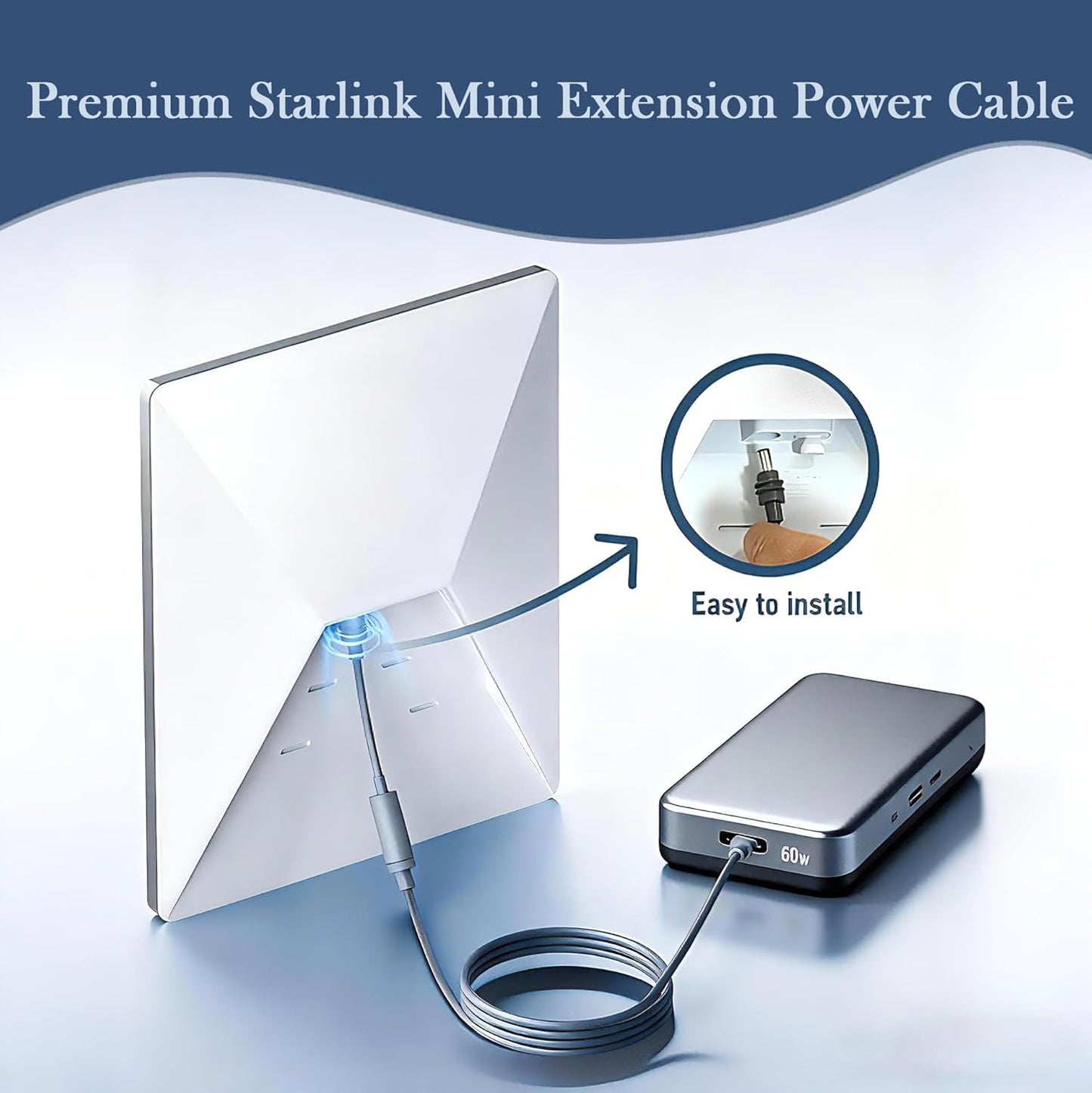 Starlink Mini DC5521 Extension Cable 7-inch,Compatible with Starlink Mini Pipe Adapter & Original Power Cable V1174-US-FSYCT-001