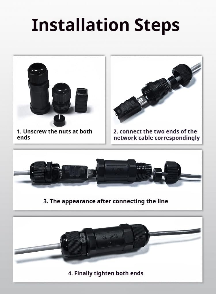 Starlink Coupler for Starlink Cable/Cat7/Cat6/Cat5E/Cat5 Network LAN Cable Extender IP68 Waterproof (PoE V1174-US-ZZT-002