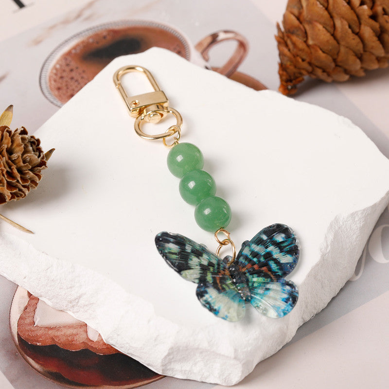 Crystal Butterfly Keychain Set,Aventurine V1178-0010-YSKDLY
